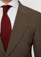 Close-up of the Madison Avenue Brown Suit peak lapel and chest pocket