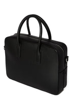 Timothy briefcase from a rear three-quarter angle with handles arched