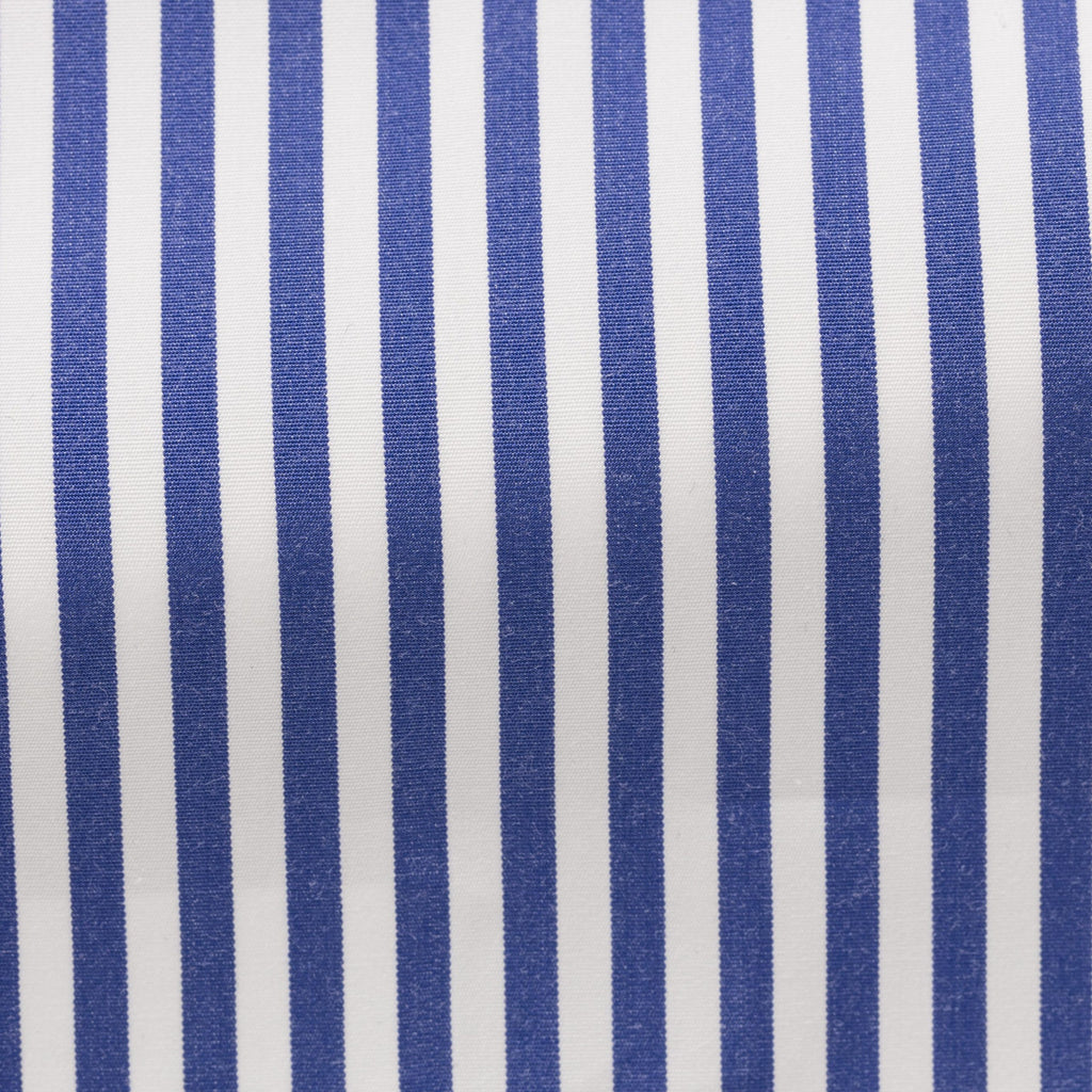 Close-up of the Stripe Dark Blue Shirt fabric weave and texture