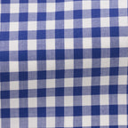 Close-up of the Gingham Blue Shirt check fabric weave
