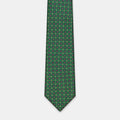 Seattle Tie in a green floral medallion print, laid flat in full length