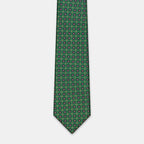 Seattle Tie in a green floral medallion print, laid flat in full length