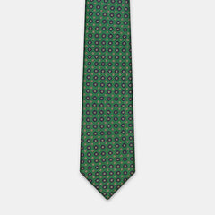 Seattle Tie in a green floral medallion print, laid flat in full length