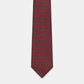 Riga Tie in a burgundy floral medallion print, laid flat in full length