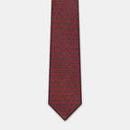 Riga Tie in a burgundy floral medallion print, laid flat in full length