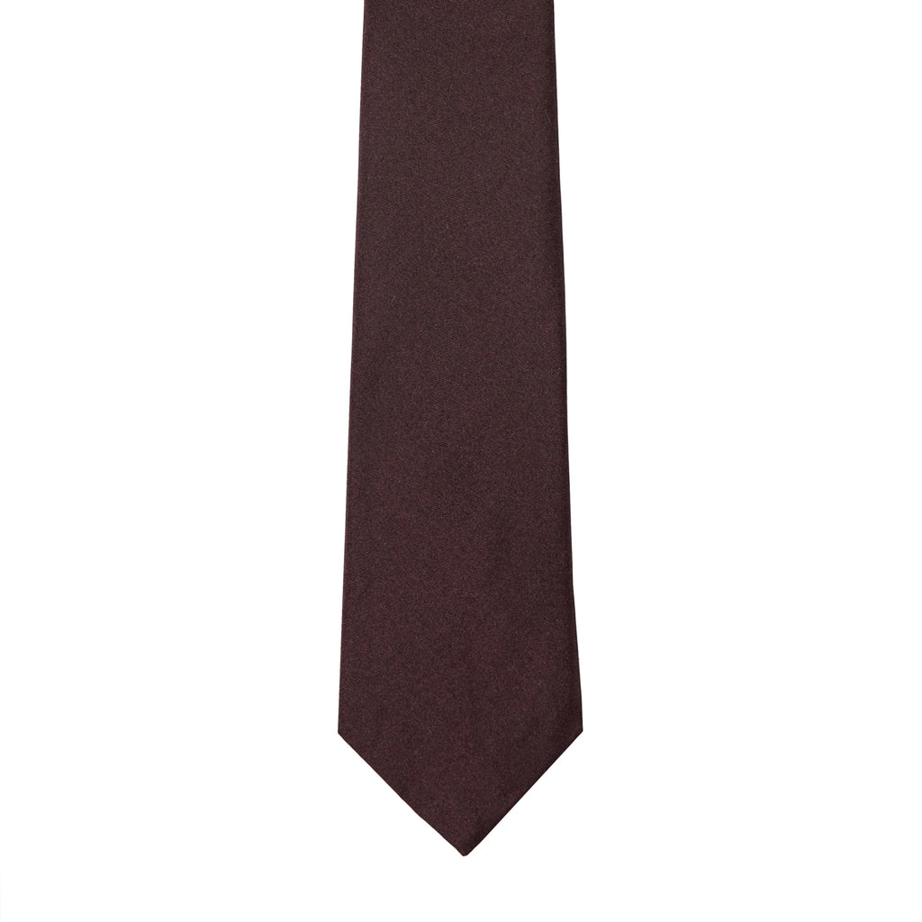 Brussels Tie in solid burgundy, laid flat showing the full length
