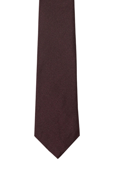 Brussels Tie in solid burgundy, laid flat showing the full length