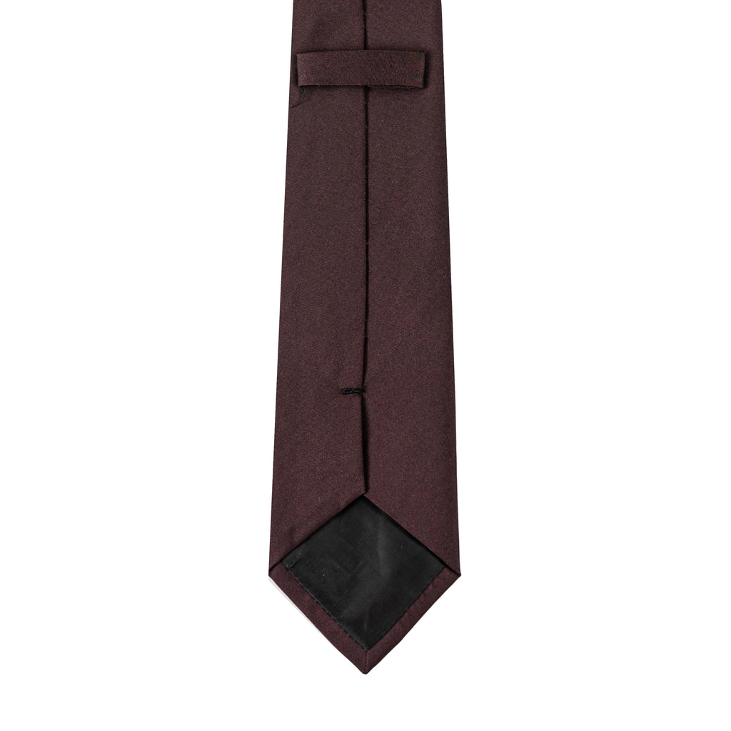Brussels Tie in solid burgundy, hanging with keeper loop and tip visible