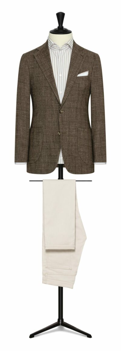 Brown MÃ©lange Wool-Cotton-Linen Jacket
