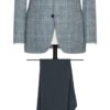 Grey-Blue Wool-Silk-Linen With Glencheck Jacket