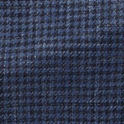 Blue-Midnight Wool-Silk-Linen Houndstooth Jacket