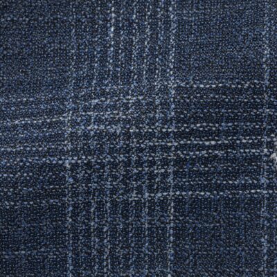 Blue Wool-Cotton-Silk-Linen Blend With Glencheck Jacket