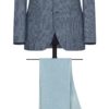 Blue-White Linen-Wool Blend With Micro-Design Jacket
