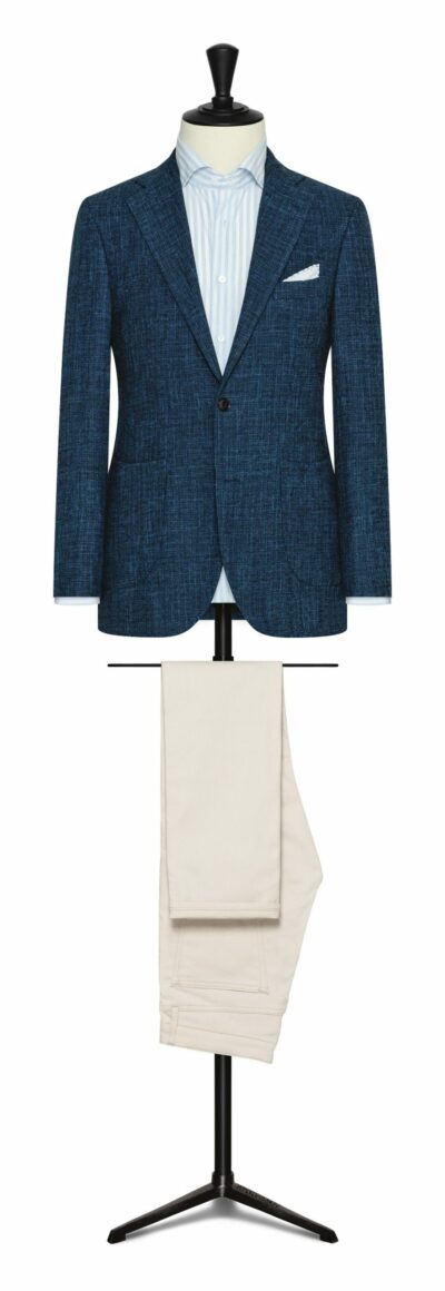 Blue MÃ©lange Wool-Cotton-Linen Jacket