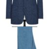 Navy Faux Uni Linen Blend Open-Weave With Slubs Jacket