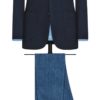 Midnight Blue Stretch Faux Knit Wool Jacket