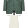 Green Wool-Silk-Linen Houndstooth Jacket