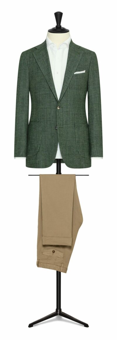 Green MÃ©lange Wool-Cotton-Linen Jacket
