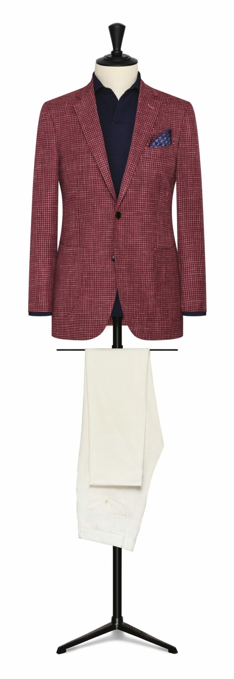 Burgundy Wool-Silk-Linen Houndstooth Jacket