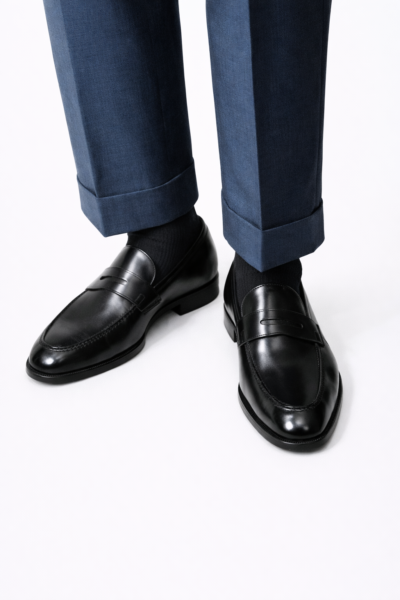 The Morton Black Leather Penny Loafer