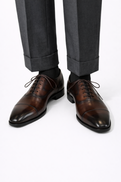 The Konbanwa Square-Toe Triple-Stitched Brown Oxford